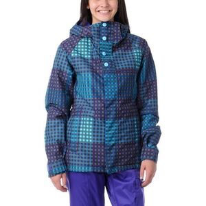 Burton. Blue Purple Method Cheeky Plaid
DryRide Snowboarding Jacket. XS.